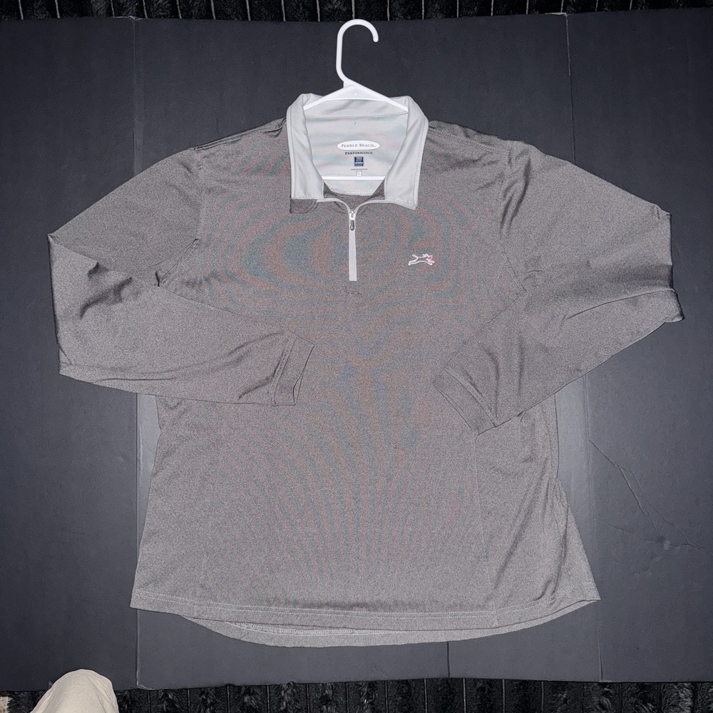 Men's XL Pebble Beach Performance Golf Pullover Gray Long Sleeve 1/4 Zip